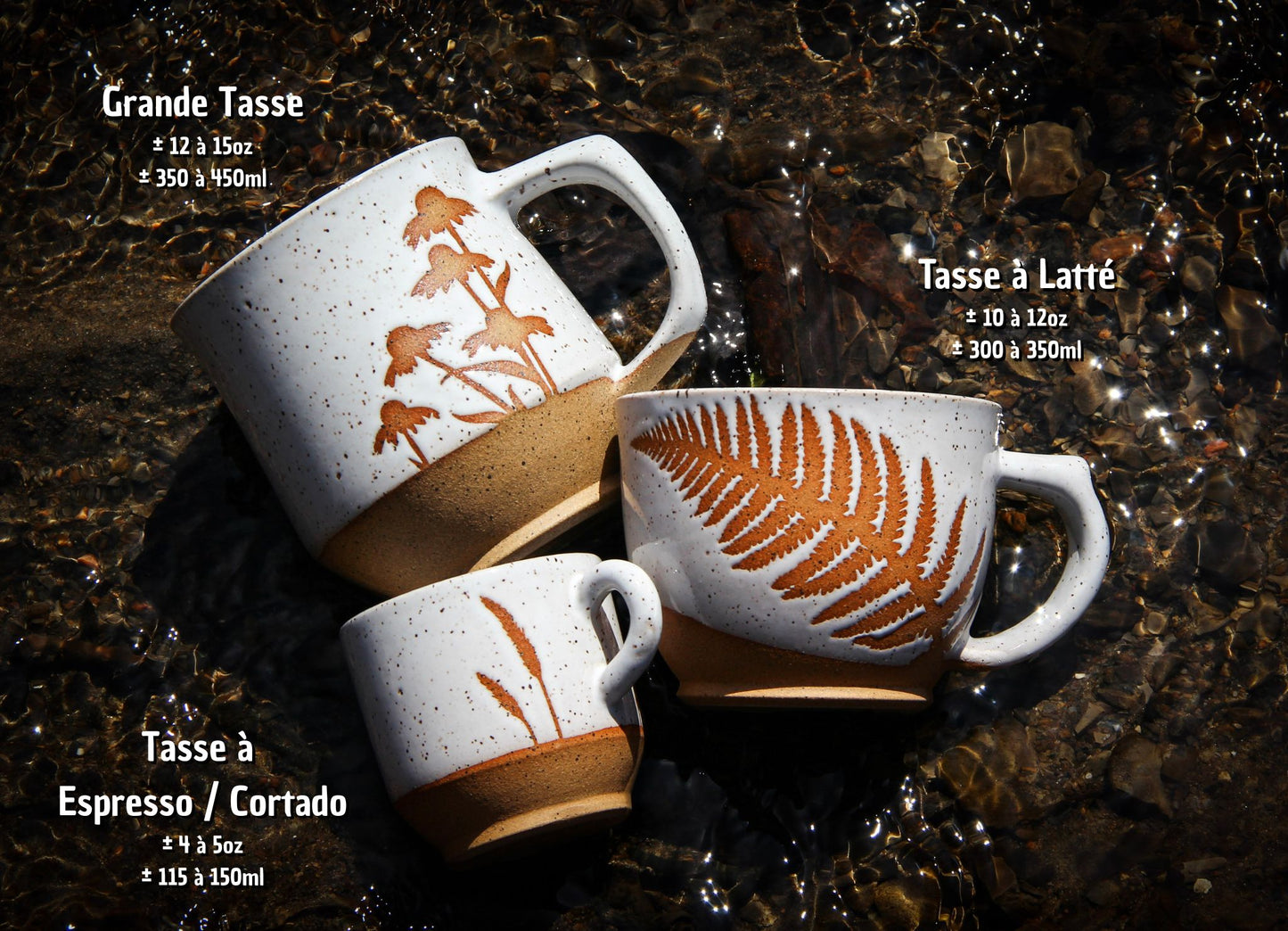 Tasse "Sapins" - Blanc sur terre rouge
