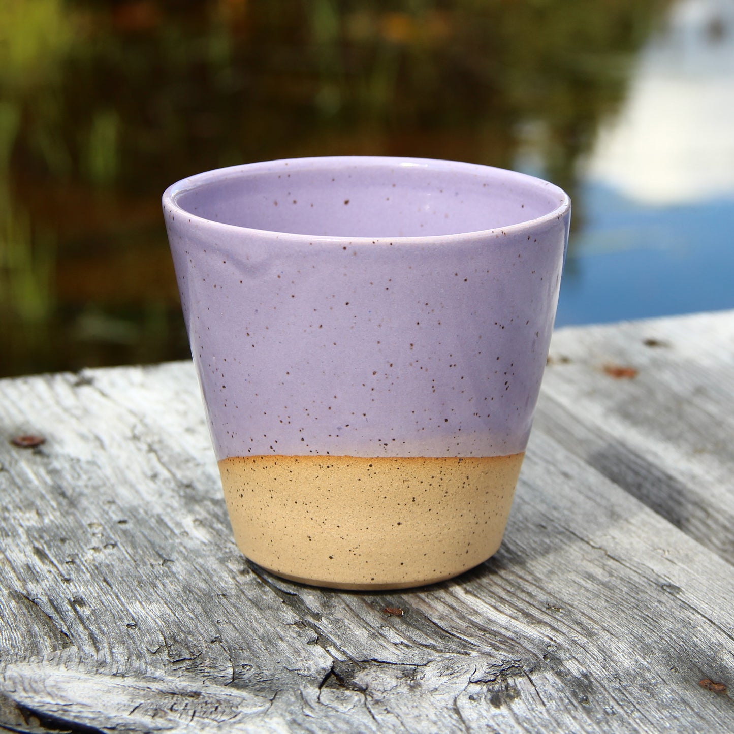 Gobelet petit "Lavandes" -  Lavande sur terre beige