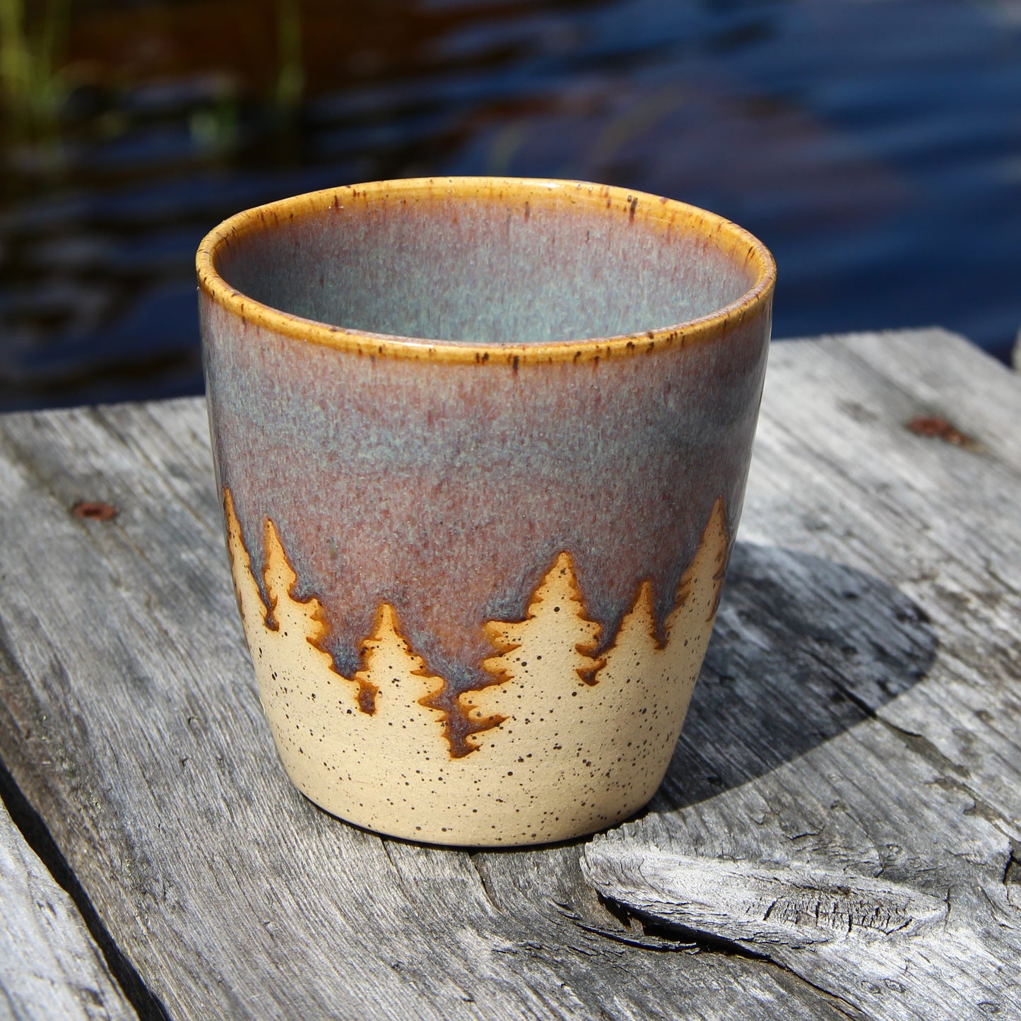 Gobelet petit "Sapins" -  Crépuscule sur terre beige