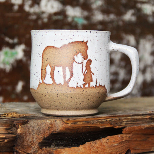 Tasse "Country" - Blanc sur terre rouge