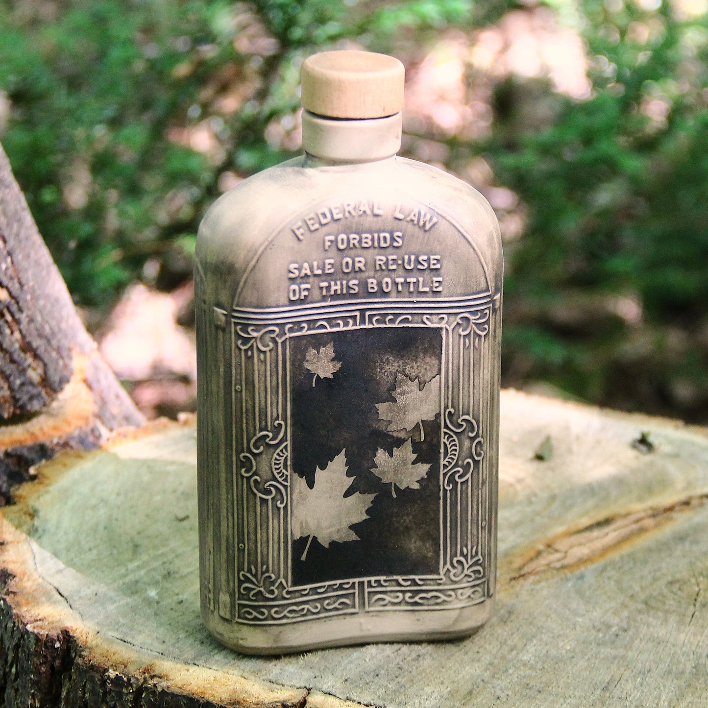 Bouteille Vintage - Flasque Whisky "Érable" - Argile Sable antiqué