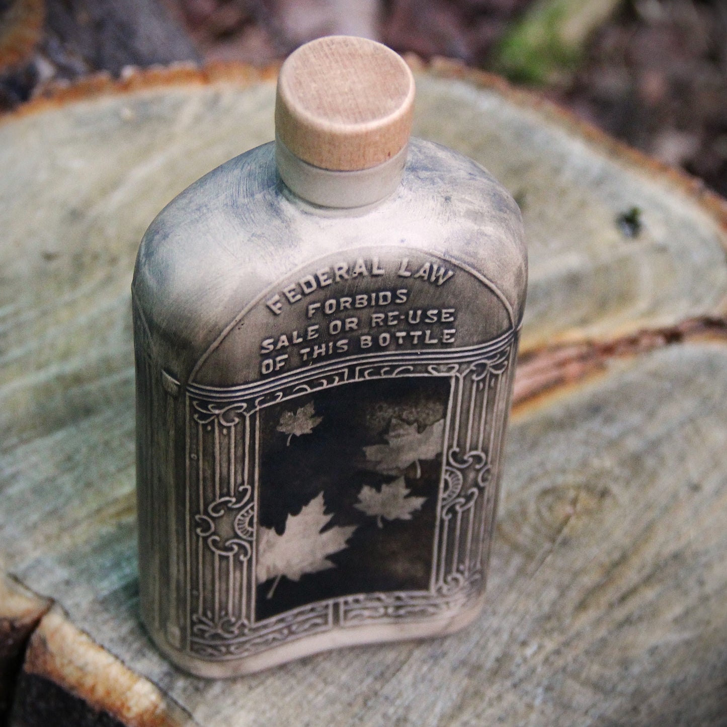 Bouteille Vintage - Flasque Whisky "Érable" - Argile Sable antiqué